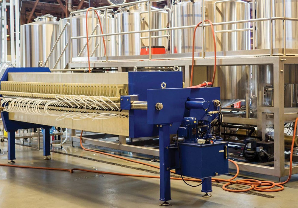 How can a filter press be integrated in the brewing pro